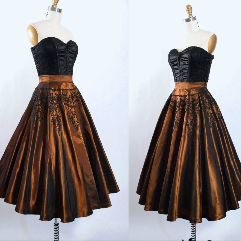 Vintage 1950s Copper Sharkskin Circle Skirt